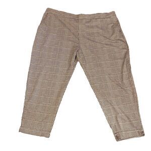 Terra & Sky Women’s Pull On Houndstooth, Plaid White, Gray, Black Pants Size 4X